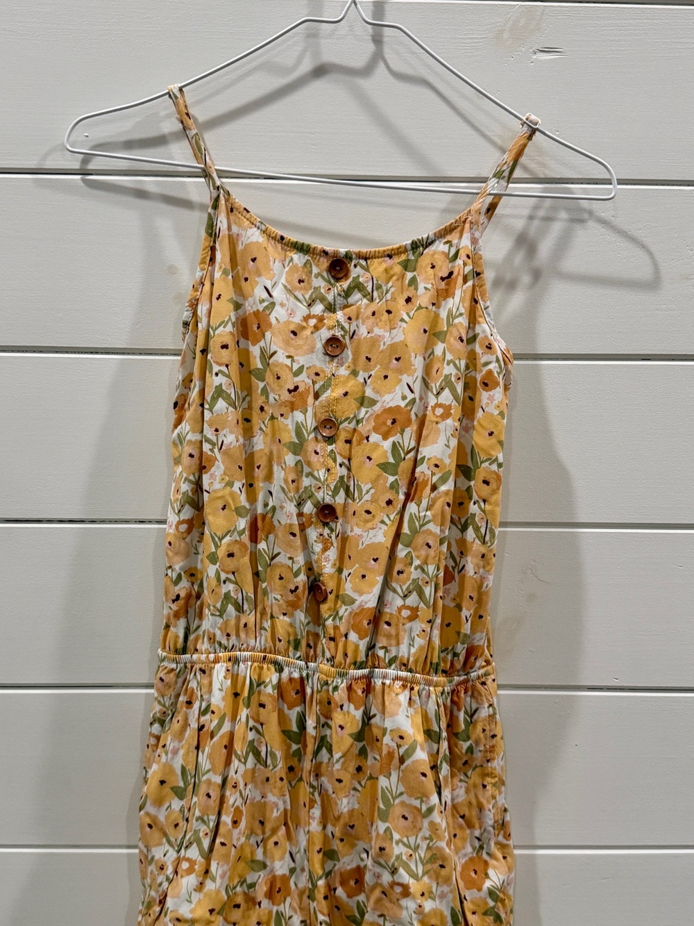 Yellow Floral Button-Front Romper